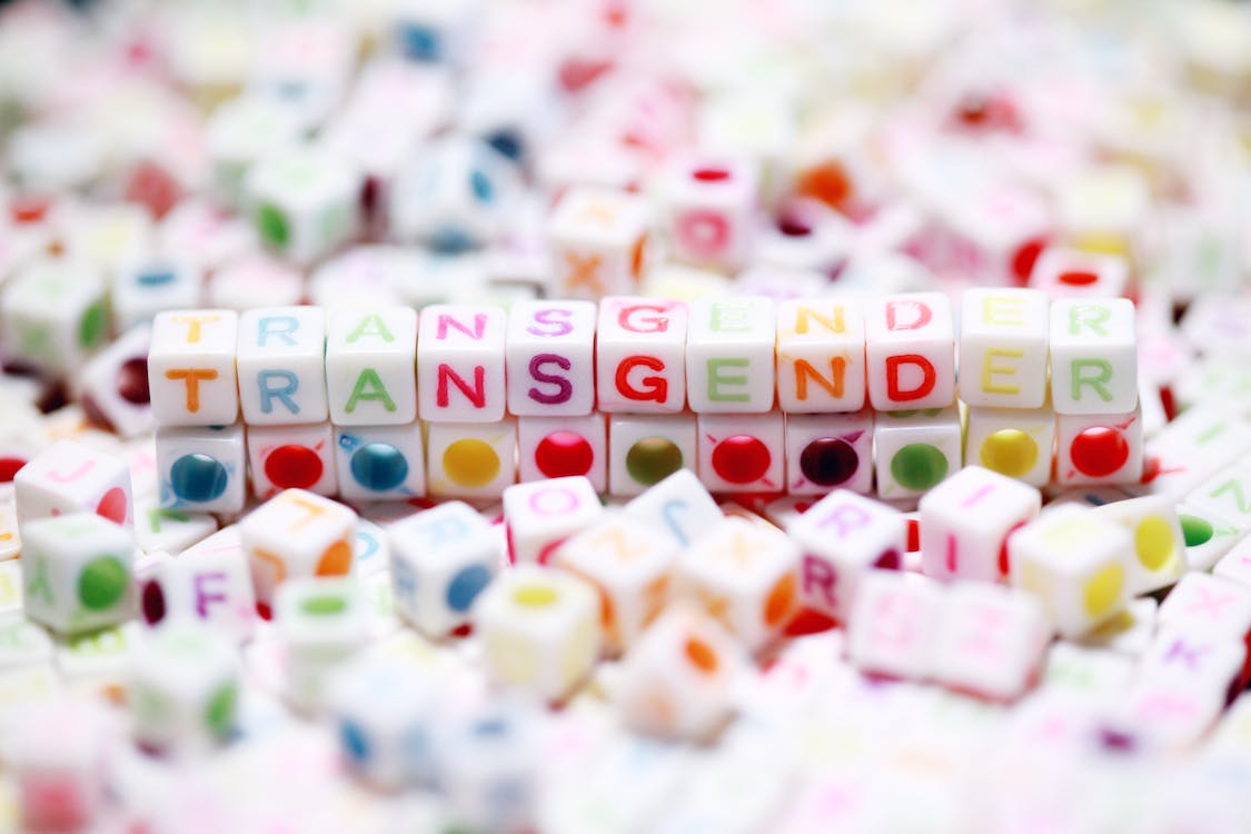 Cubes spelling the word transgender